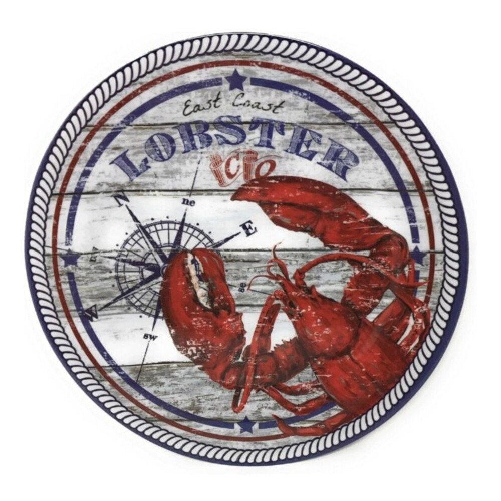 Nantucket Home East Coast Lobster Melamine Dinner Plates, 10.5-Inch, Set of 4